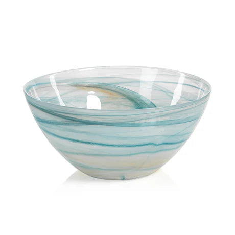 Blue swirl bowl on white background 