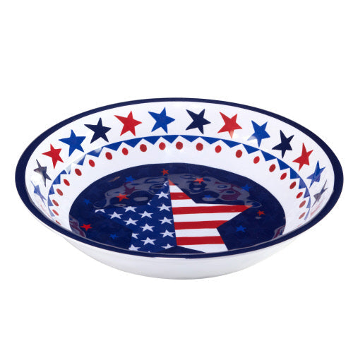 Decorative bowl with American flag design on a white background