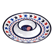 Decorative bowl with American flag design on a white background