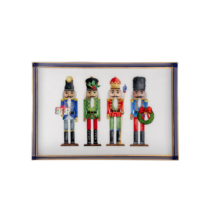 Seasonal - rectangular Tray - 4 painted Nutcracker design   - 8”x12” 