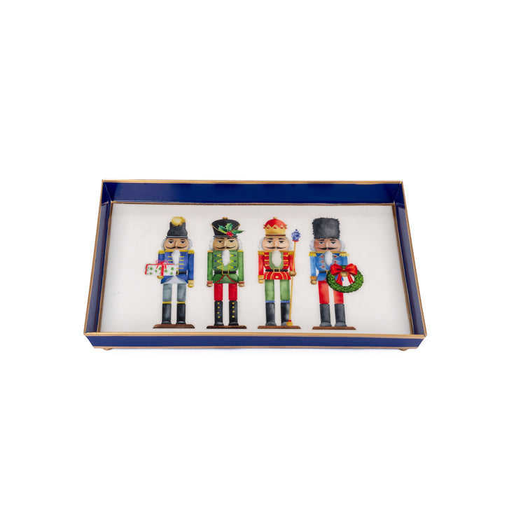 Seasonal - rectangular Tray - 4 painted Nutcracker design   - 8”x12” 