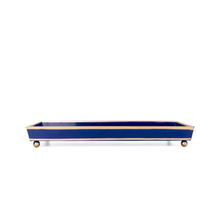 Seasonal - rectangular Tray - side view blue and gold - 8”x12” 