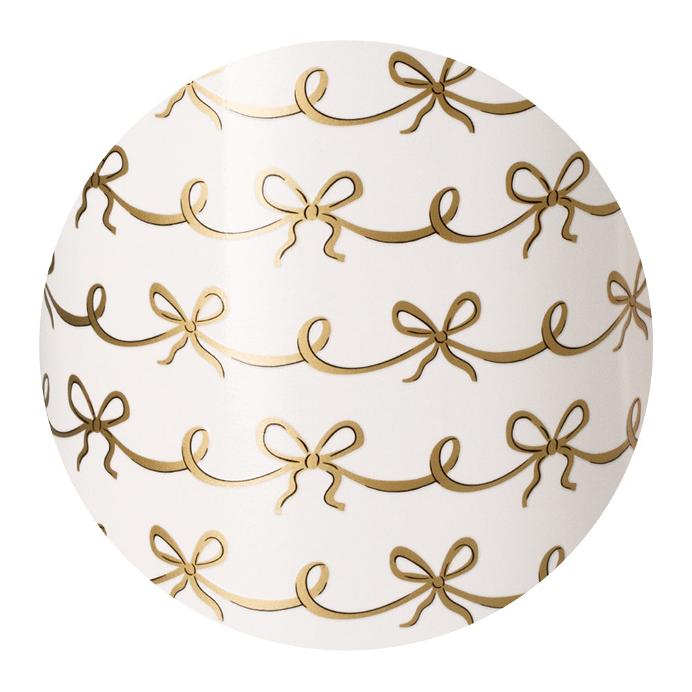 Mug - Mega - Pretty in Pearl - 40oz.- picture shows close up version of the gold bows with a white background 