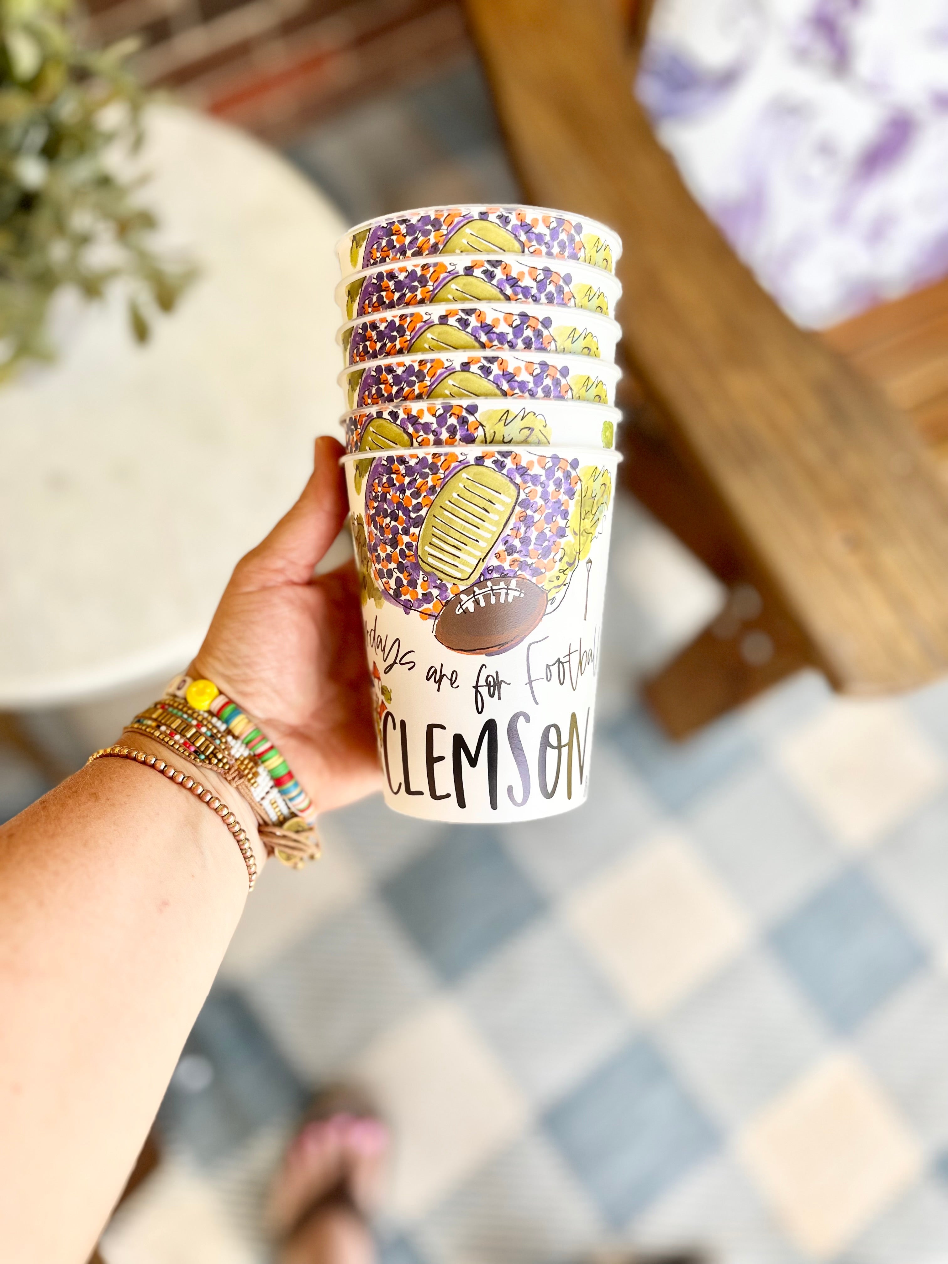 Clemson Reusable Party Cups – Football Tailgate Stadium Cups