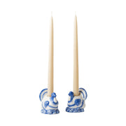 Seasonal - Blue & White Turkey Candle Holder Set
