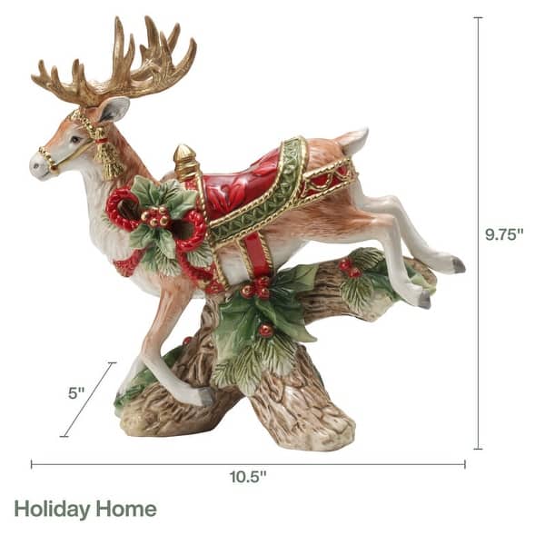 Seasonal - Landing Deer Candle Holder with measurements 
