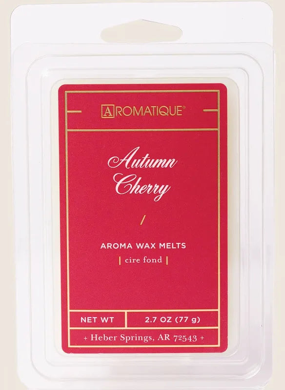Aroma wax melt package labeled 'Autumn Cherry' by Aromatique on a white background.