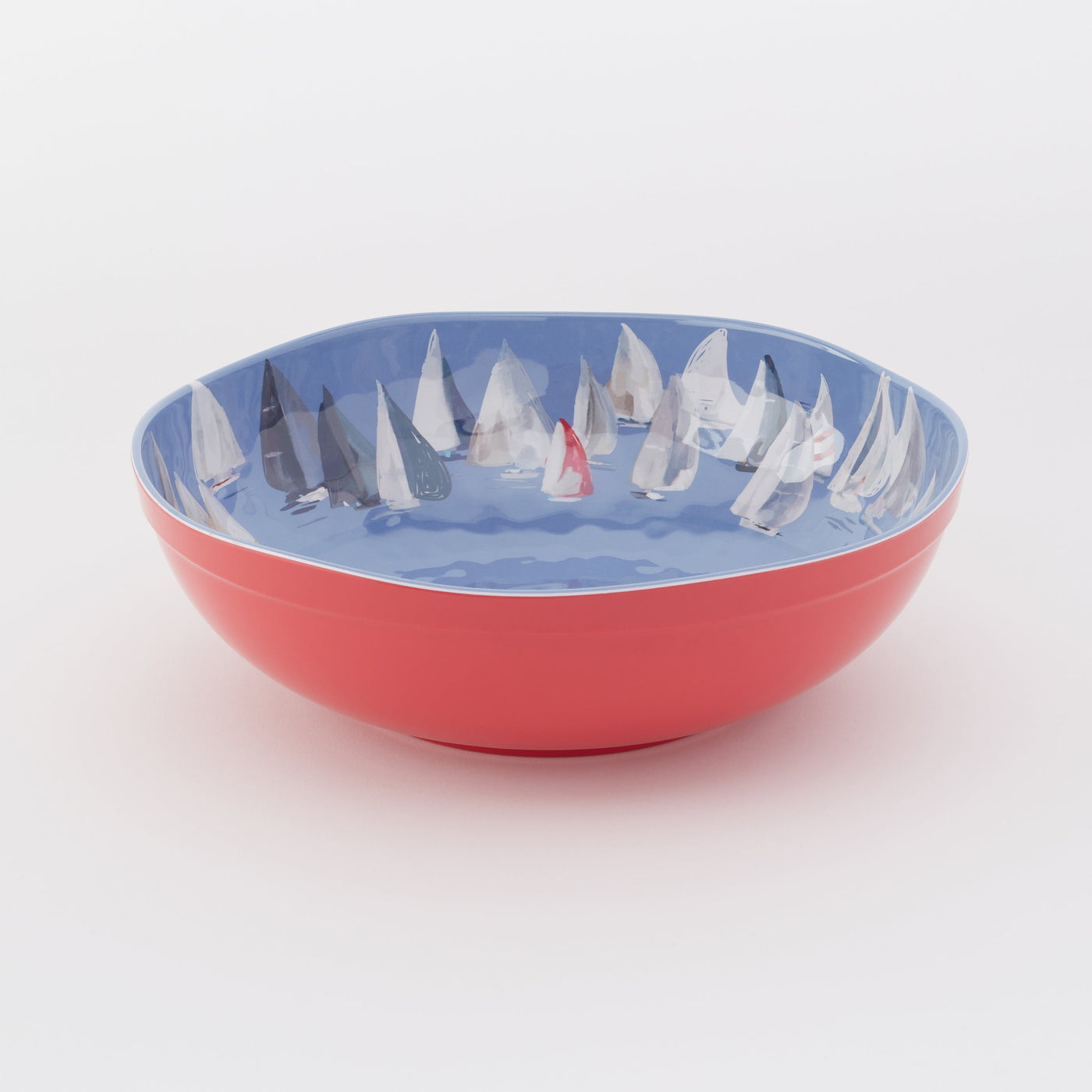 Bowl with sailboat design on a white background