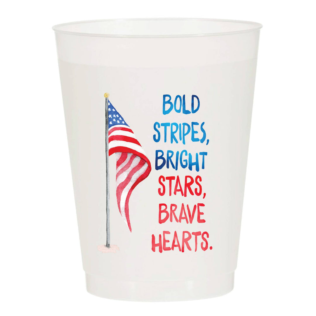 Bold Stripes & Bright Stars Plastic Cups | Set of 10, 16 oz
