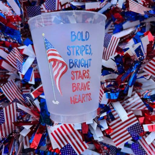 Bold Stripes & Bright Stars Plastic Cups | Set of 10, 16 oz