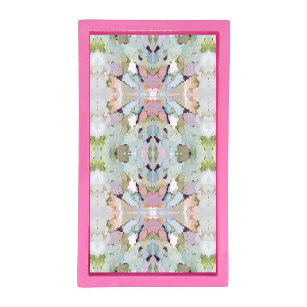Napkin Holder - Hot Pink Bamboo - Guest Towel- hot pink guest towel napkin holder on a white background with colorful napkins 