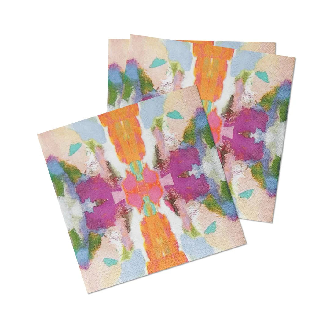 Napkins - Cocktail - Begonia- 3 colorful napkins on a white background 