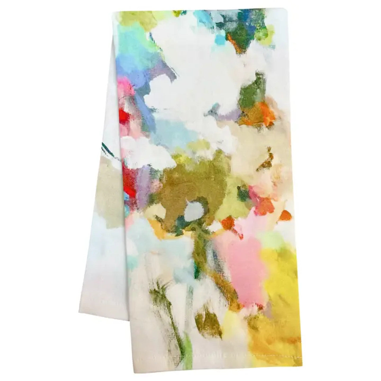 Tea Towel - Under The Sea- this is a picture of a colorful under the sea design on a folded tea towel with a white background 