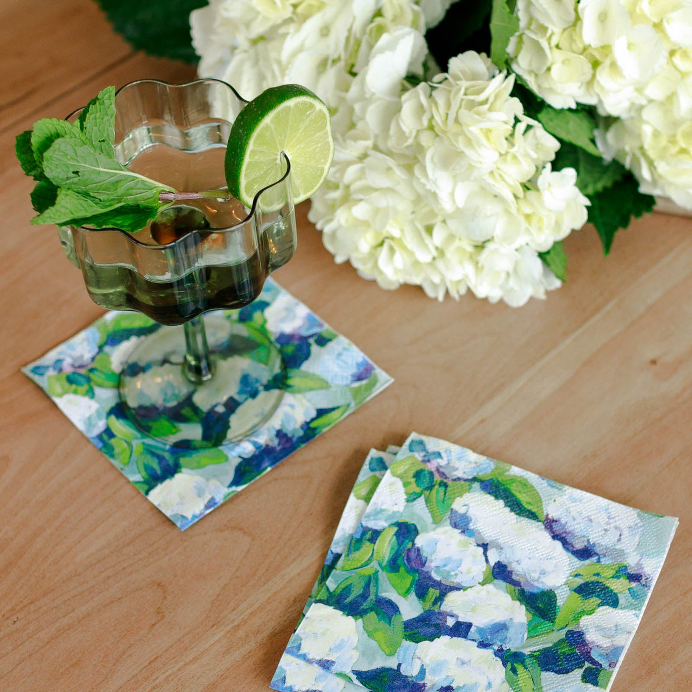 Hydrangea Cocktail Napkins – Set of 20