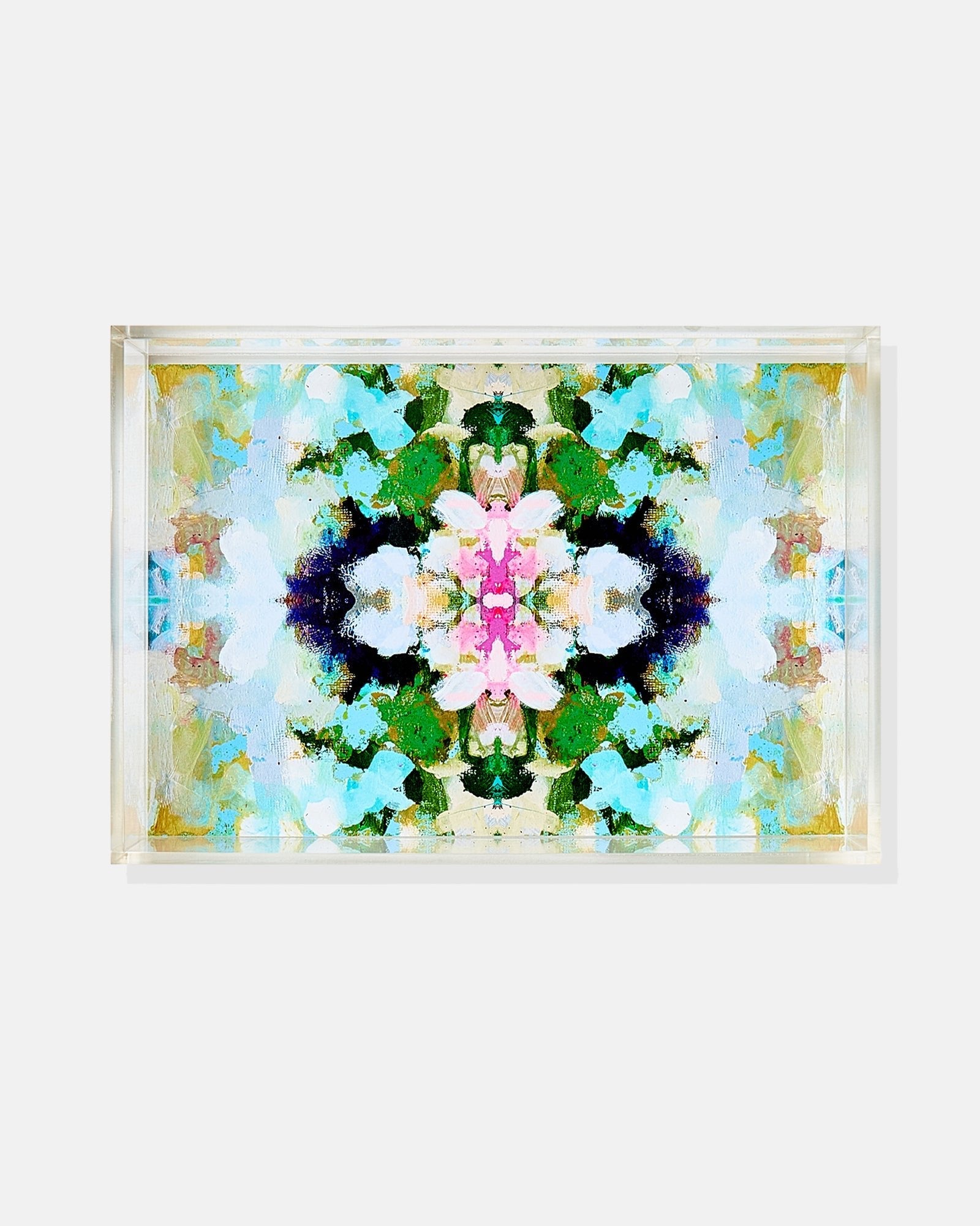 Tray - Nantucket Bloom - Small- this is a picture of an acrylic tray with beautiful colorful Nantucket bloom design on a white background 