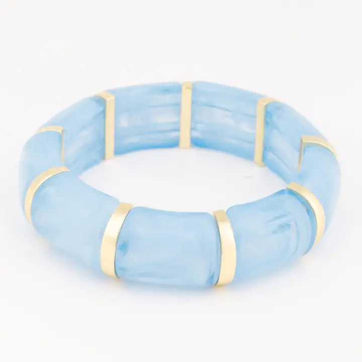 Rosemary Blue & Gold Tile Stretch Bracelet