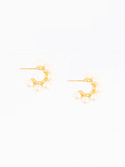 Noelle Gold and Pearl Hoop Earrings