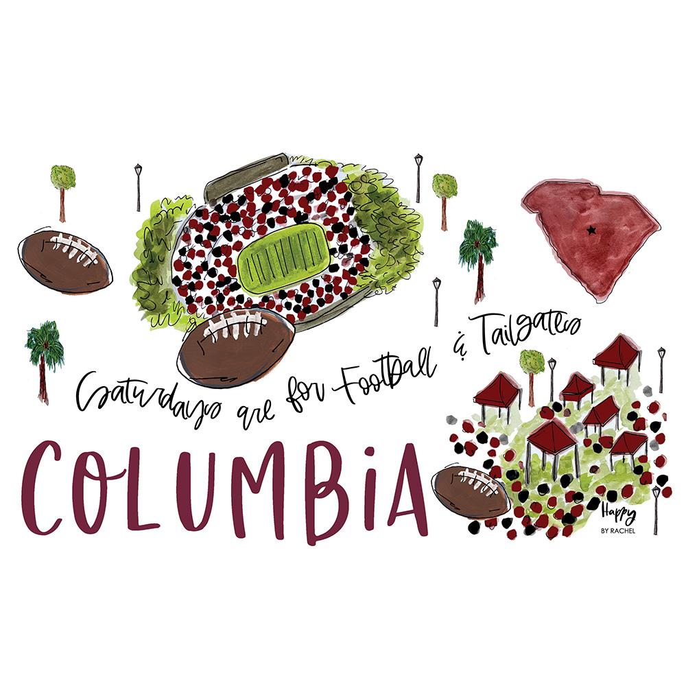 Gameday - Carolina Tumbler - 24oz. - art design with words ‘’ Columbia - Saturday’s are for football and tailgates’”