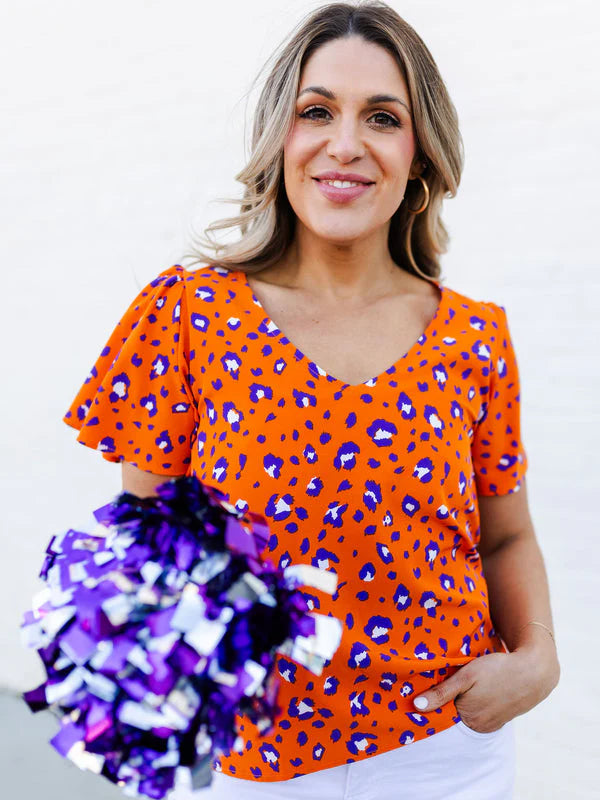 Gameday - Apparel - Paisley Party Animal Top - Purple/Orange - XS