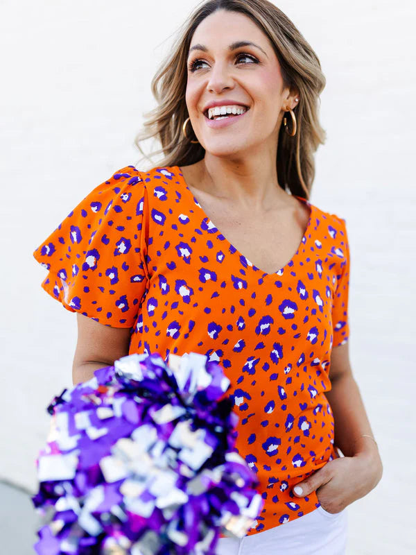 Gameday - Apparel - Paisley Party Animal Top - Purple/Orange - XS