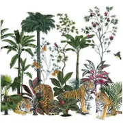 Luncheon napkins with a Tropical scene with tigers and various plants