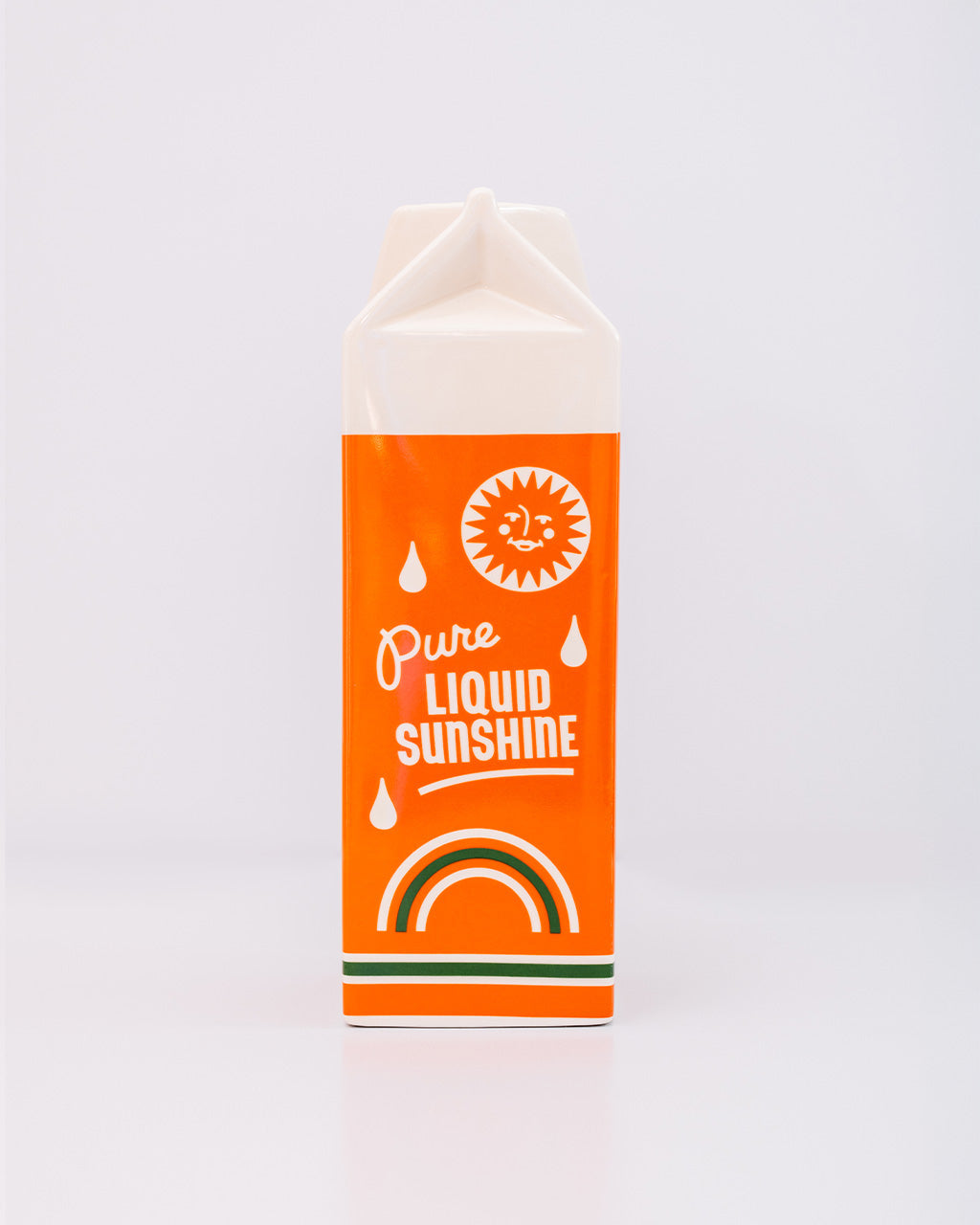 Container labeled 'Pure Liquid Sunshine' with an orange label on a white background