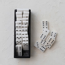 Men - Handmade Alabaster Dominos In Soapstone Box