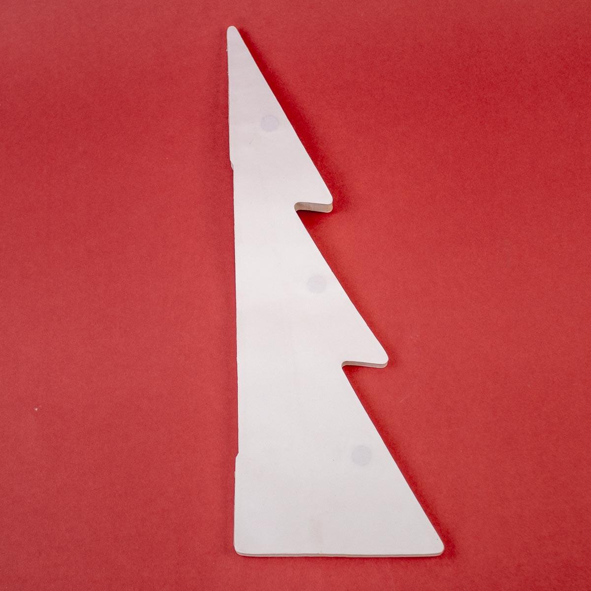 Seasonal - Home Decor - Accordion Paper Tree 15” - White - folded on a red background 