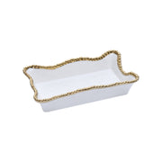 Napkin Holder - Guest - White with Gold Beads