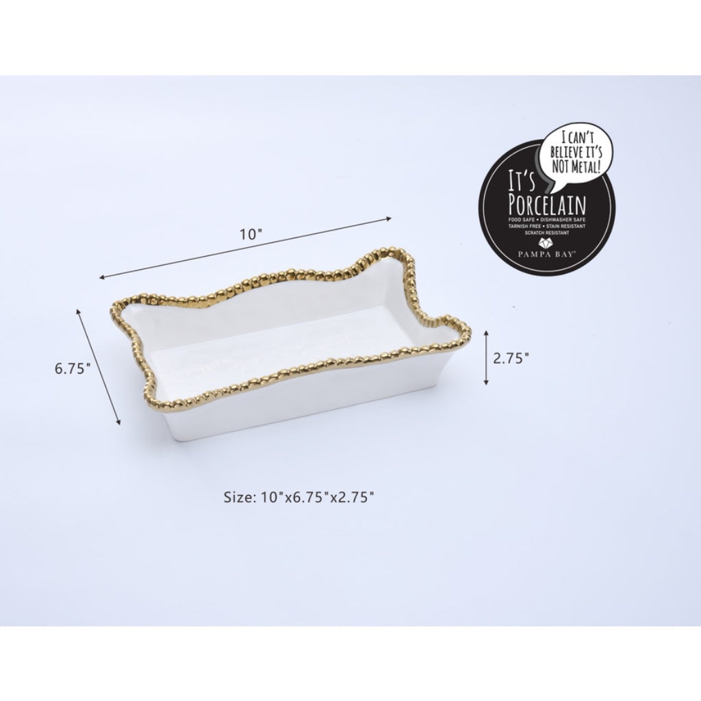 Napkin Holder - Guest - White with Gold Beads