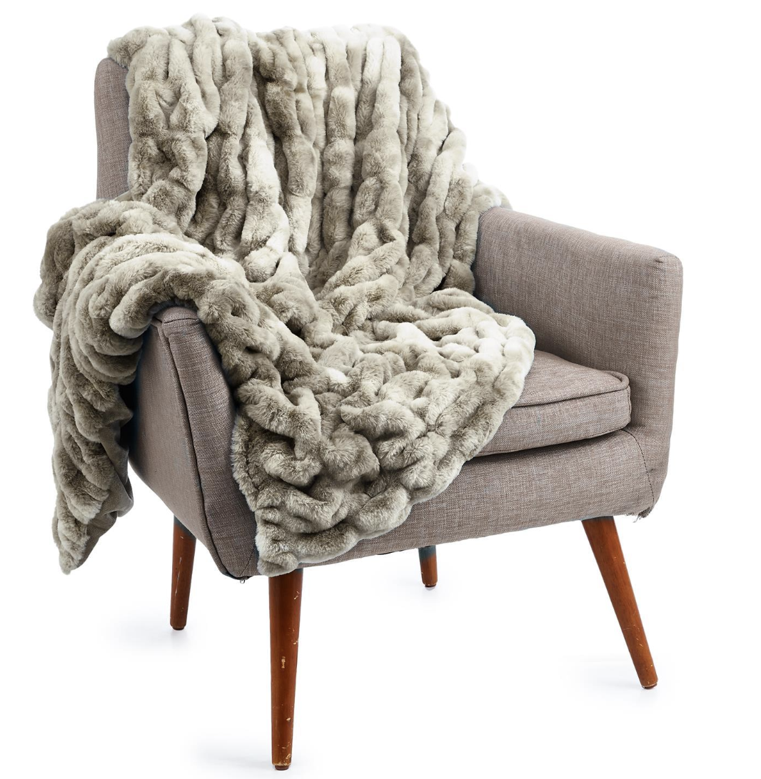Blanket - Marbled Faux Fur - Gray - 50”x60”