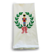 Seasonal - Tea Towel - embroidered Nutcracker in Laurel Wreath 