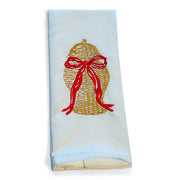 Seasonal - Tea Towel - embroidered Wicker Basket with Red Bow