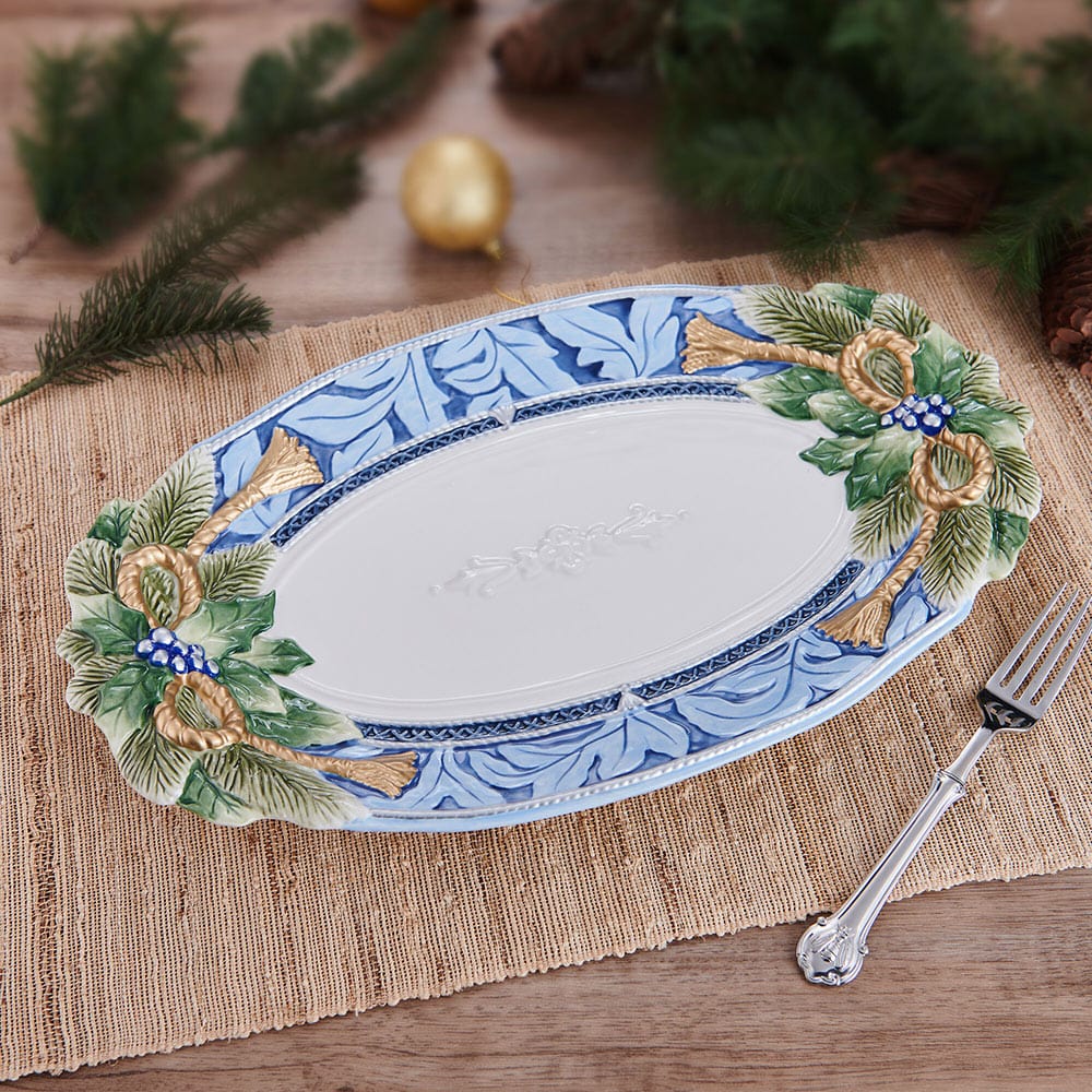Seasonal - Holiday 17” Oval Platter on a table 