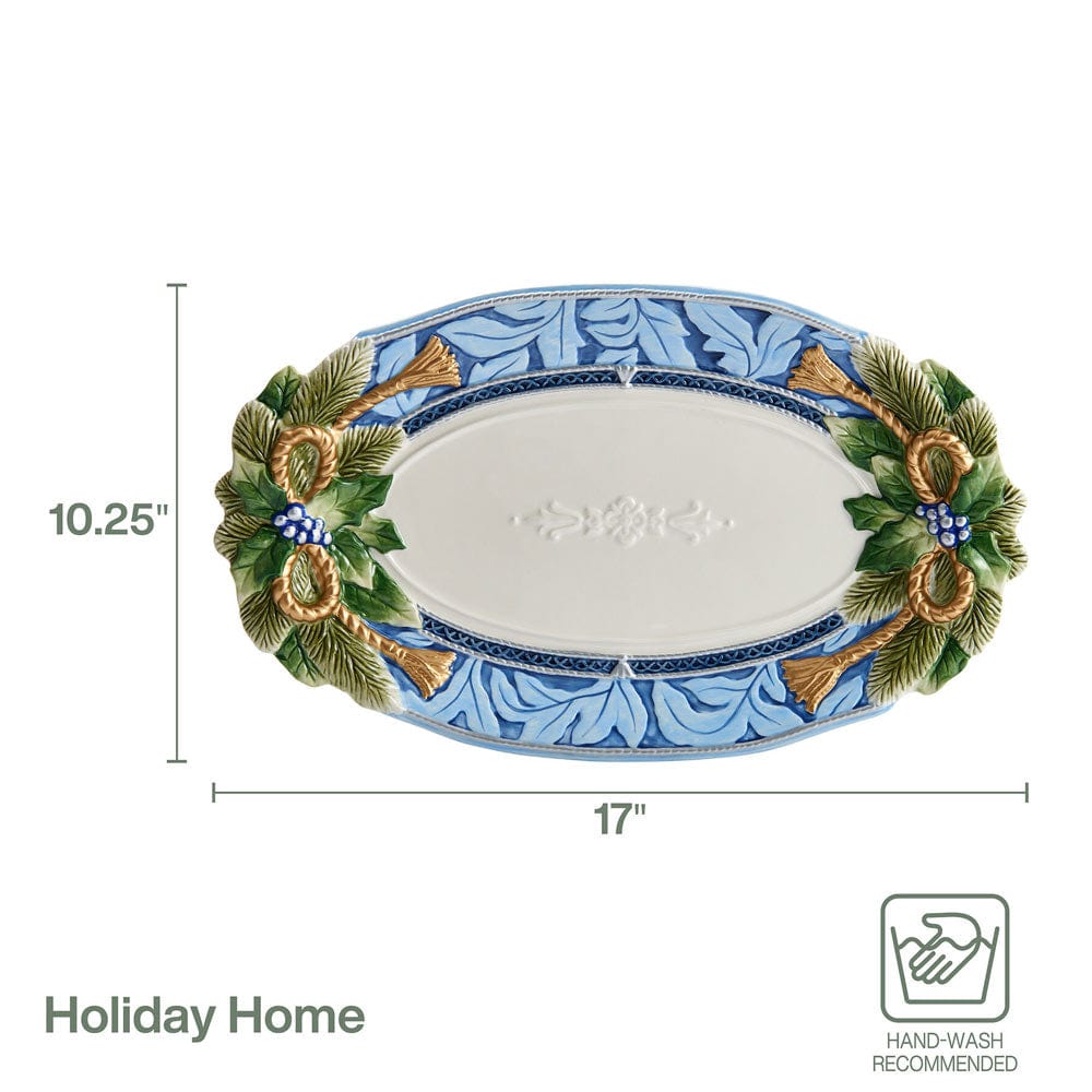 Seasonal - Holiday 17” Oval Platter dimensions shown 