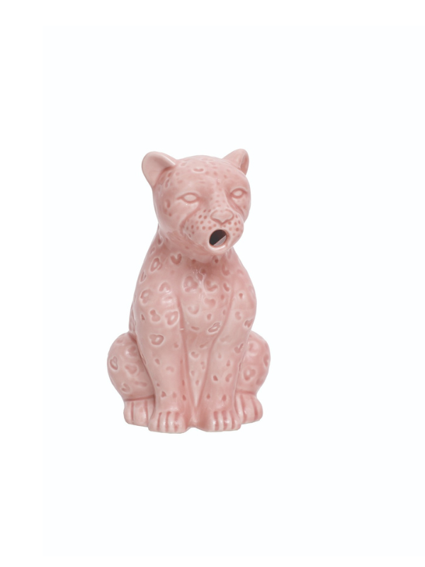 Pitcher - Leopard - 16 oz.- picture is of a light pink leopard pitcher on a white background 
