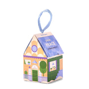 Seasonal - cardboard Ornament - Home Grown - Grow Peace - Lavender box in house shape. 