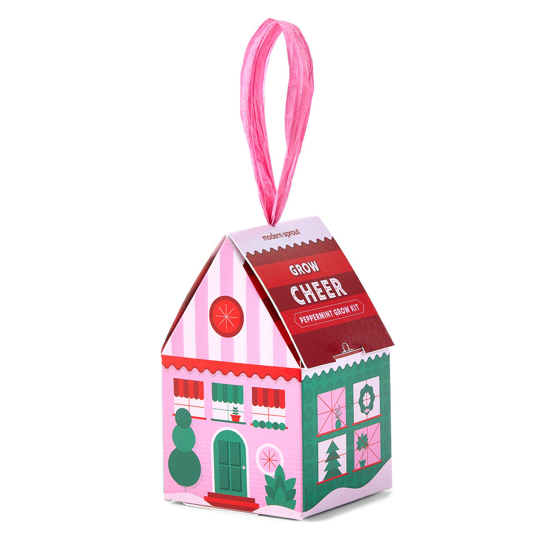 Seasonal - cardboard Ornament - Home Grown - Grow Cheer - Peppermint 