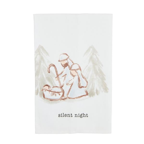 Seasonal - Tea Towel - Silent Night holy family scene 
