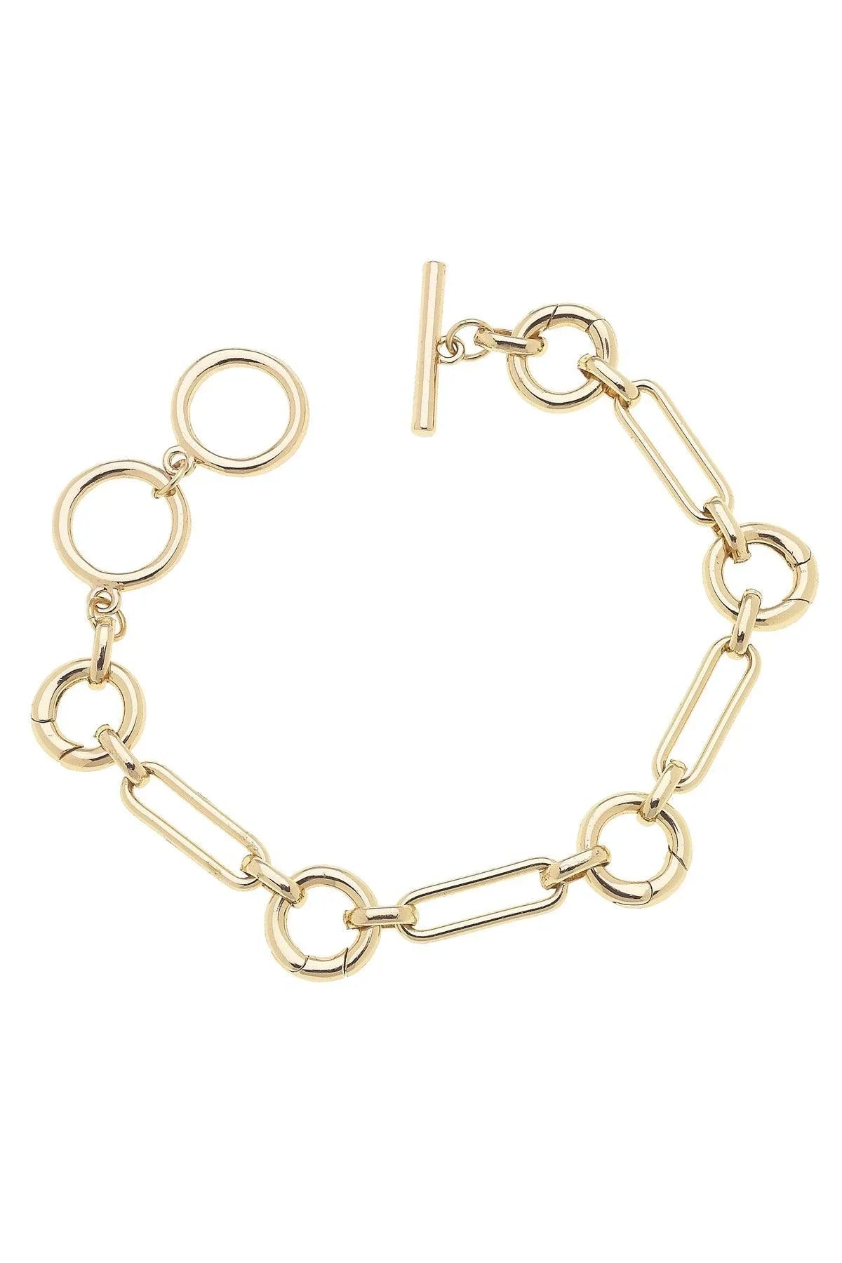 Gold Chain Link Bracelet with Toggle Clasp