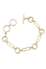 Gold Chain Link Bracelet with Toggle Clasp
