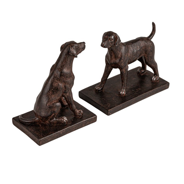  Creative Co-Op Black Resin Dog Bookends – Set of 2, 6.25" High on a white background figurines on white background