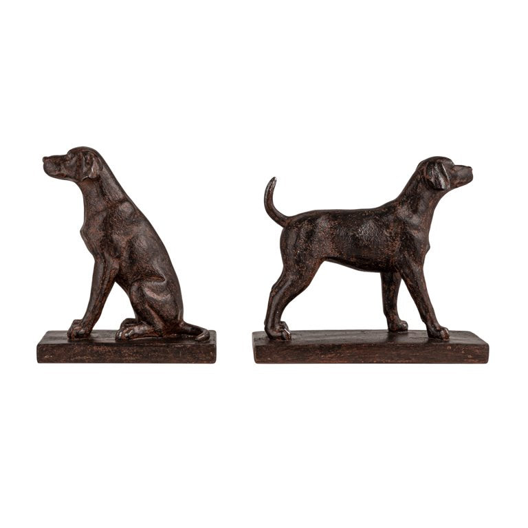 Creative Co-Op Black Resin Dog Bookends – Set of 2, 6.25" High on a white background 
