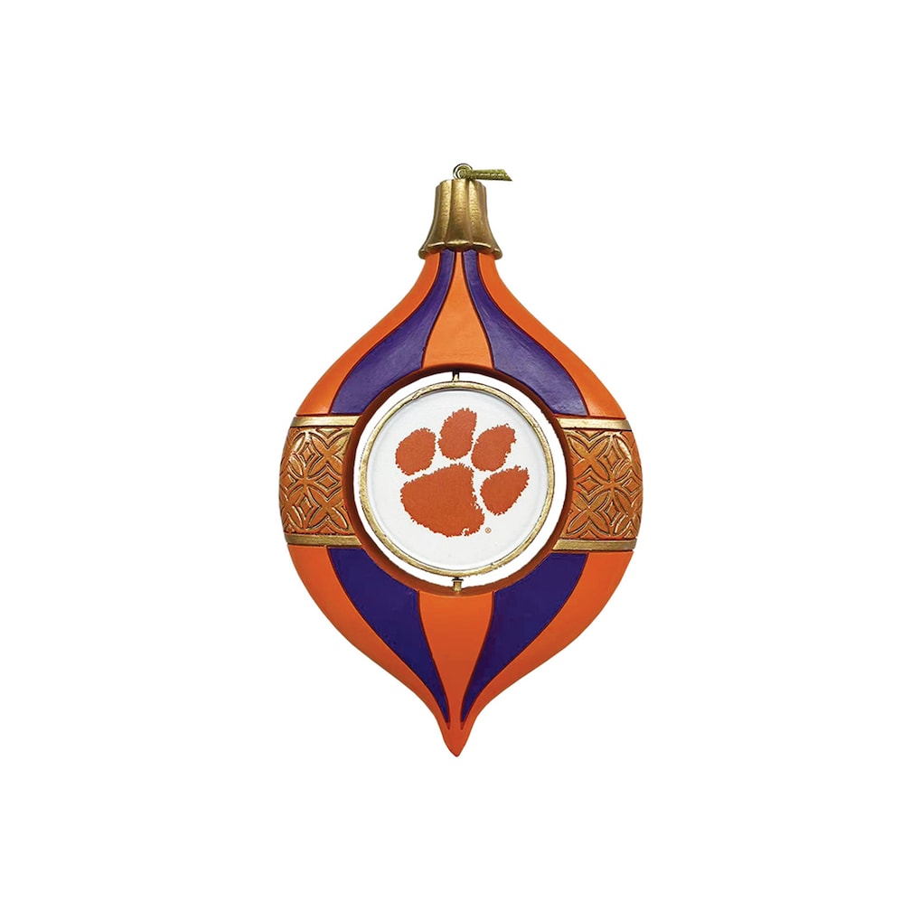 Decorative Clemson ornament with a paw print design on a white background