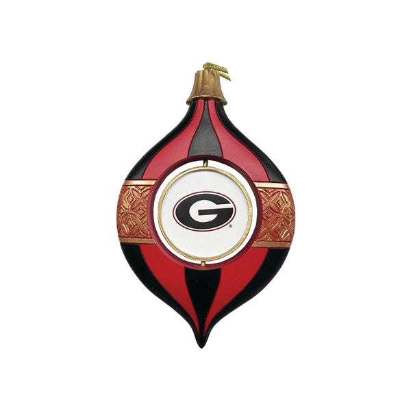 Decorative Georgia Bulldogs ornament with a logo on a white background