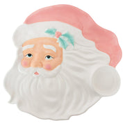 Ceramic cookie jar shaped like a Santa Claus face with a pink hat on a white background