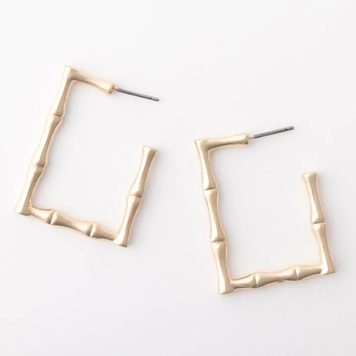 Willow Earrings – Rectangle Hoop Bamboo Earrings
