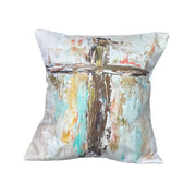 Southern Cotton Mill Cross Decorative pillow with abstract multicolor design on a white background