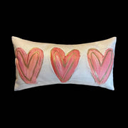 Triple Heart Hand-Painted Lumbar Pillow