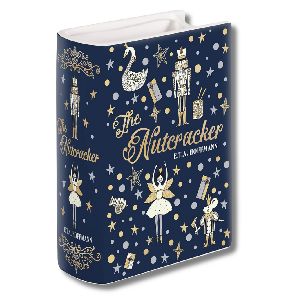 Book-shaped container with 'The Nutcracker' design on a blue background